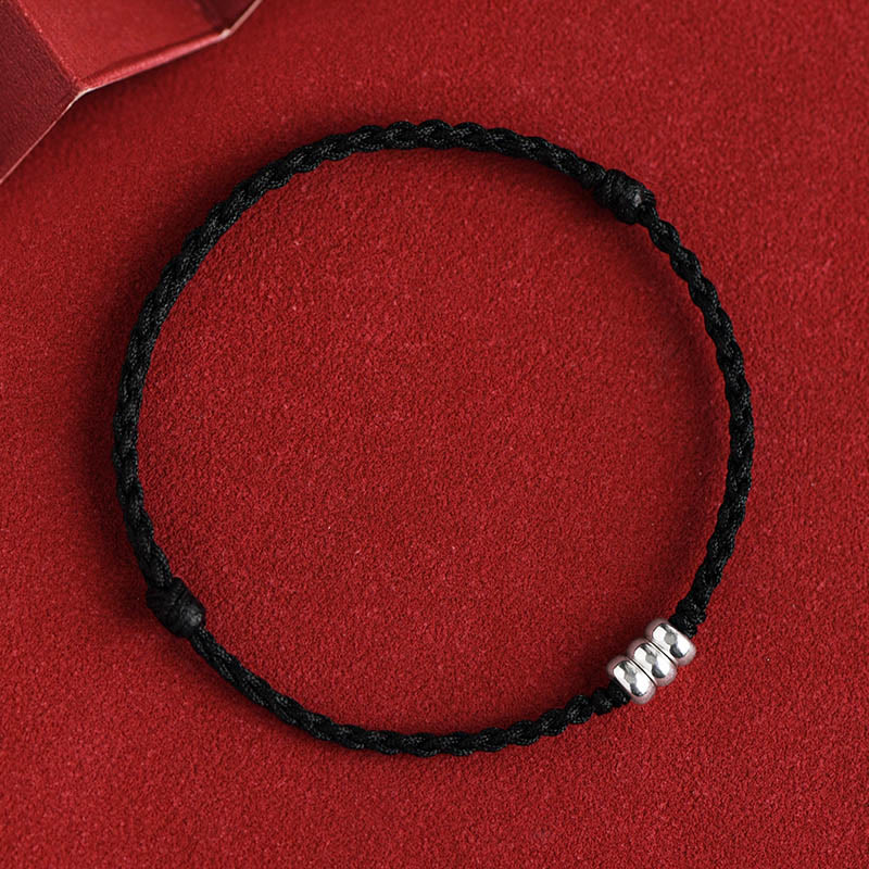 Fortune Jewel 925 Sterling Silver Beads Protection Luck Braided Bracelet Anklet