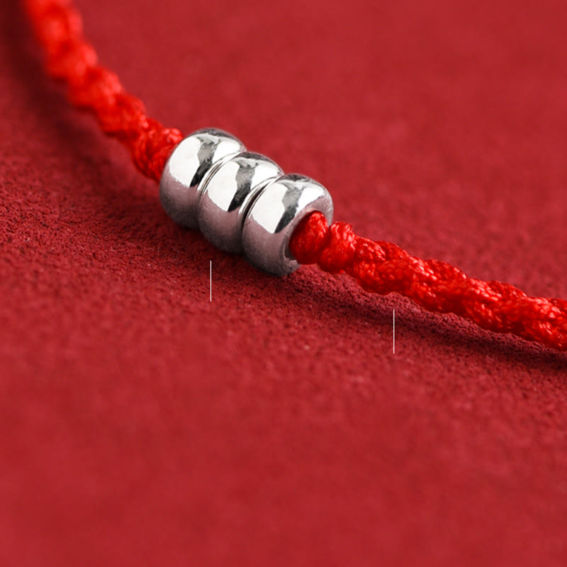Fortune Jewel 925 Sterling Silver Beads Protection Luck Braided Bracelet Anklet