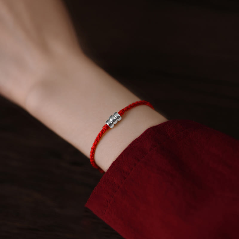 Fortune Jewel 925 Sterling Silver Beads Protection Luck Braided Bracelet Anklet