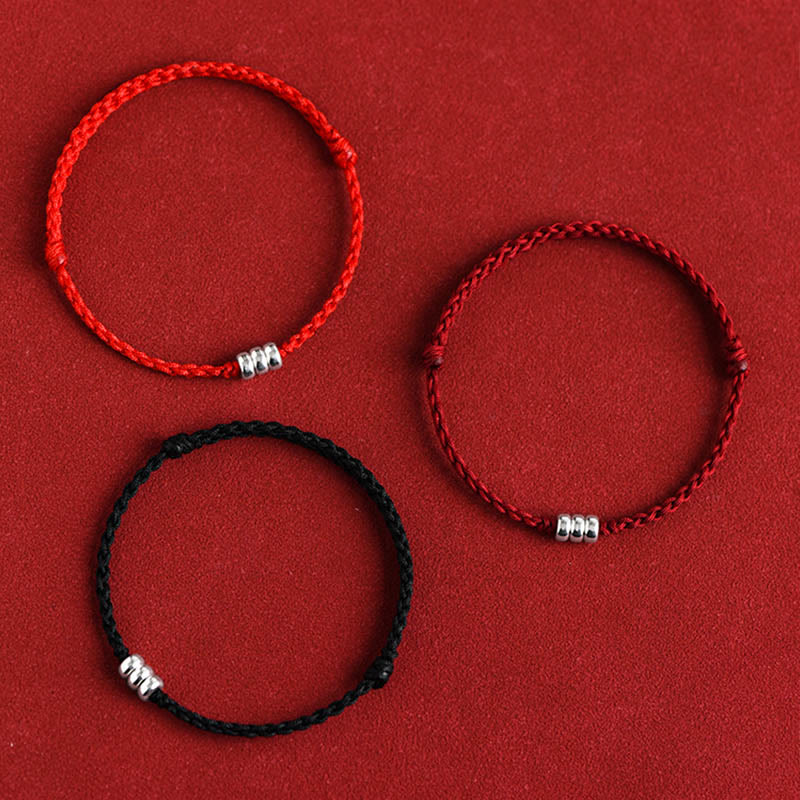 Fortune Jewel 925 Sterling Silver Beads Protection Luck Braided Bracelet Anklet