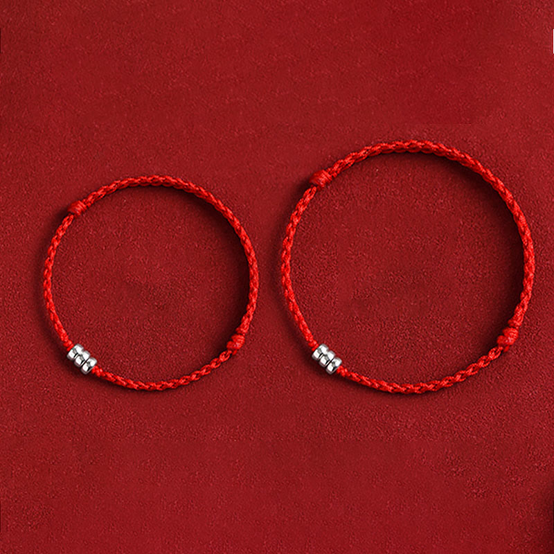 Fortune Jewel 925 Sterling Silver Beads Protection Luck Braided Bracelet Anklet