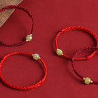 Fortune Jewel Natural Hetian Jade 999 Gold Beads Protection Luck Braided Bracelet Anklet