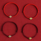 Fortune Jewel Natural Hetian Jade 999 Gold Beads Protection Luck Braided Bracelet Anklet