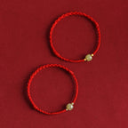 Fortune Jewel Natural Hetian Jade 999 Gold Beads Protection Luck Braided Bracelet Anklet