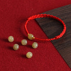 Fortune Jewel Natural Hetian Jade 999 Gold Beads Protection Luck Braided Bracelet Anklet