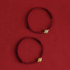 Fortune Jewel Natural Hetian Jade 999 Gold Beads Protection Luck Braided Bracelet Anklet