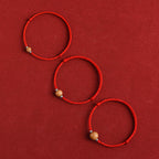 Fortune Jewel Natural Peach Wood Bead Luck Braided Bracelet Anklet