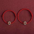 Fortune Jewel Natural Hetian Jade Peace Buckle Protection Luck Braided Bracelet Anklet