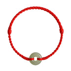 Fortune Jewel Natural Hetian Jade Peace Buckle Protection Luck Braided Bracelet Anklet