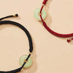 Fortune Jewel Natural Hetian Jade Peace Buckle Fu Character Protection Luck Braided Bracelet