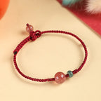 Fortune Jewel Natural Strawberry Quartz Jade White Agate Red String Positive Bracelet