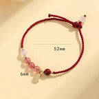 Fortune Jewel Natural Strawberry Quartz Jade White Agate Red String Positive Bracelet