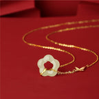 Fortune Jewel 925 Sterling Silver Butterfly Hetian Jade Flower Blessing Necklace Pendant