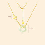 Fortune Jewel 925 Sterling Silver Butterfly Hetian Jade Flower Blessing Necklace Pendant