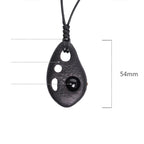 Fortune Jewel Ebony Wood Hollow Inlaid Obsidian Peace Calm Necklace Pendant