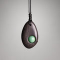 Fortune Jewel Ebony Wood Green Aventurine Peace Calm Necklace Pendant