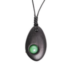 Fortune Jewel Ebony Wood Green Aventurine Peace Calm Necklace Pendant