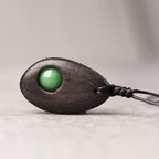 Fortune Jewel Ebony Wood Green Aventurine Peace Calm Necklace Pendant