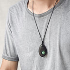 Fortune Jewel Ebony Wood Green Aventurine Peace Calm Necklace Pendant