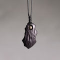 Fortune Jewel Ebony Wood Irregular Shape Copper Bead Peace Calm Necklace Pendant