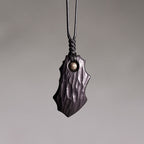 Fortune Jewel Ebony Wood Irregular Shape Copper Bead Peace Calm Necklace Pendant
