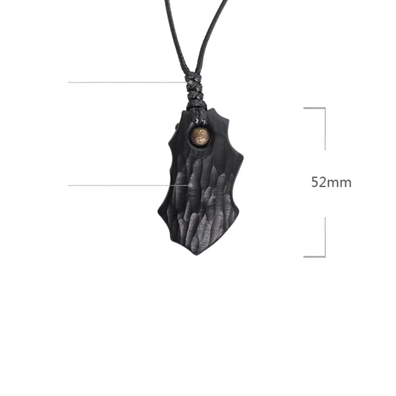 Fortune Jewel Ebony Wood Irregular Shape Copper Bead Peace Calm Necklace Pendant
