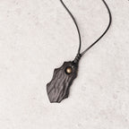 Fortune Jewel Ebony Wood Irregular Shape Copper Bead Peace Calm Necklace Pendant
