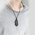 Fortune Jewel Ebony Wood Irregular Shape Copper Bead Peace Calm Necklace Pendant