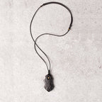 Fortune Jewel Ebony Wood Irregular Shape Copper Bead Peace Calm Necklace Pendant