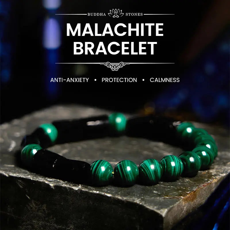 Fortune Jewel "May Peace and Power Walk Beside You" Malachite Bracelet Includes Gift Message Card Fortune Jewel
