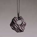 Fortune Jewel Ebony Wood Hollow Irregular Shape Peace Balance Necklace Pendant