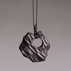 Fortune Jewel Ebony Wood Hollow Irregular Shape Peace Balance Necklace Pendant
