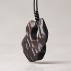 Fortune Jewel Ebony Wood Hollow Irregular Shape Peace Balance Necklace Pendant