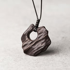 Fortune Jewel Ebony Wood Hollow Irregular Shape Peace Balance Necklace Pendant