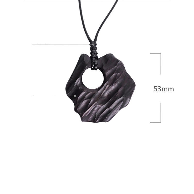 Fortune Jewel Ebony Wood Hollow Irregular Shape Peace Balance Necklace Pendant