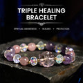 Fortune Jewel Amethyst Strawberry Quartz White Crystal Nine Tailed Fox Meditation Bracelet