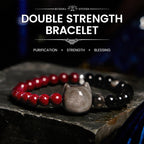 Fortune Jewel Black Obsidian Cinnabar Silver Sheen Obsidian Cat Fulfilment Bracelet