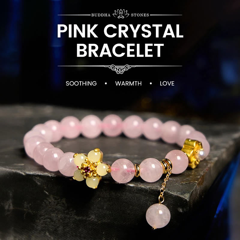 Fortune Jewel Pink Crystal Citrine Flower Warmth Bracelet