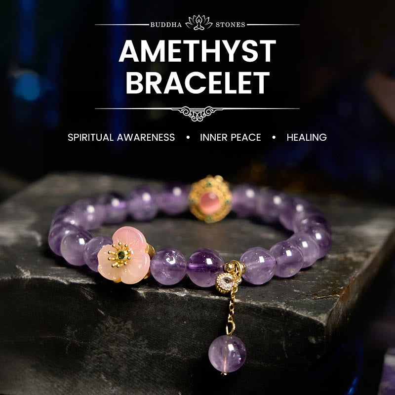 Fortune Jewel Amethyst Peach Blossom Fortune Meditation Bracelet