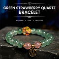 Fortune Jewel Natural Green Strawberry Quartz Soothing Fu Character Bracelet