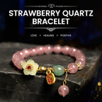 Fortune Jewel Natural Strawberry Quartz Blossom Fu Character Positivity Healing Bracelet