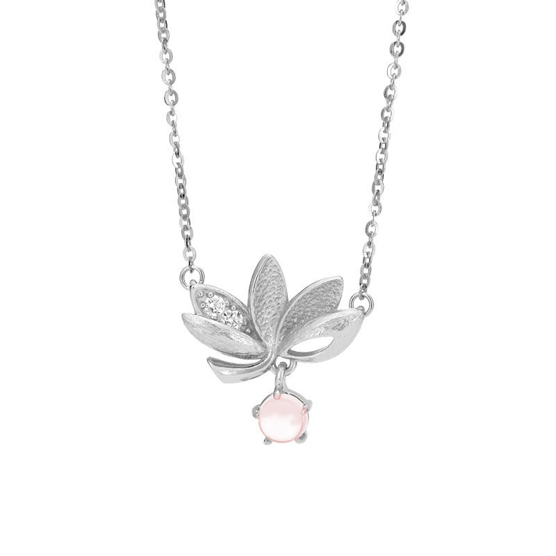 Fortune Jewel 925 Sterling Silver Lotus Keep away evil spirits Necklace Pendant