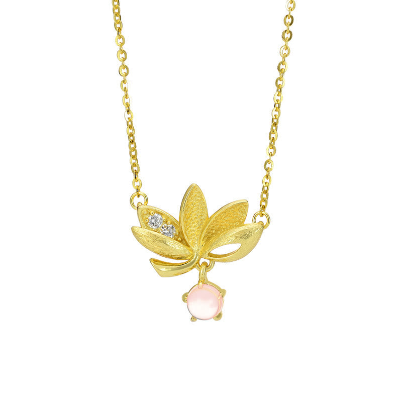 Fortune Jewel 925 Sterling Silver Lotus Keep away evil spirits Necklace Pendant
