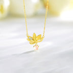 Fortune Jewel 925 Sterling Silver Lotus Keep away evil spirits Necklace Pendant