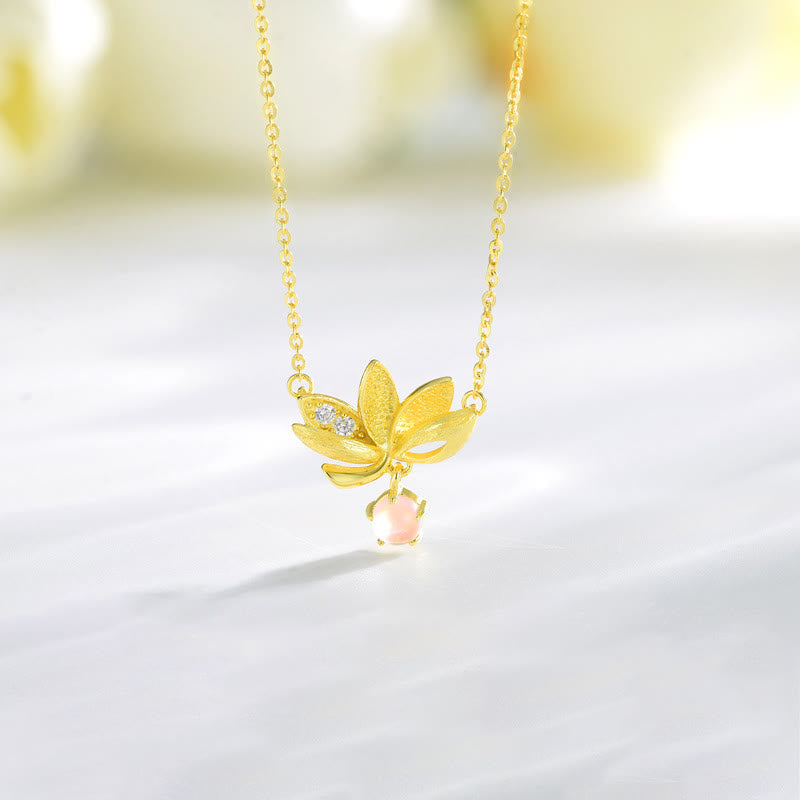 Fortune Jewel 925 Sterling Silver Lotus Keep away evil spirits Necklace Pendant
