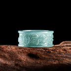 Fortune Jewel Natural Jade Om Mani Padme Hum Carved Prosperity Ring