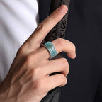 Fortune Jewel Natural Jade Om Mani Padme Hum Carved Prosperity Ring
