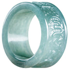 Fortune Jewel Natural Jade Om Mani Padme Hum Carved Prosperity Ring