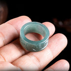 Fortune Jewel Natural Jade Om Mani Padme Hum Carved Prosperity Ring