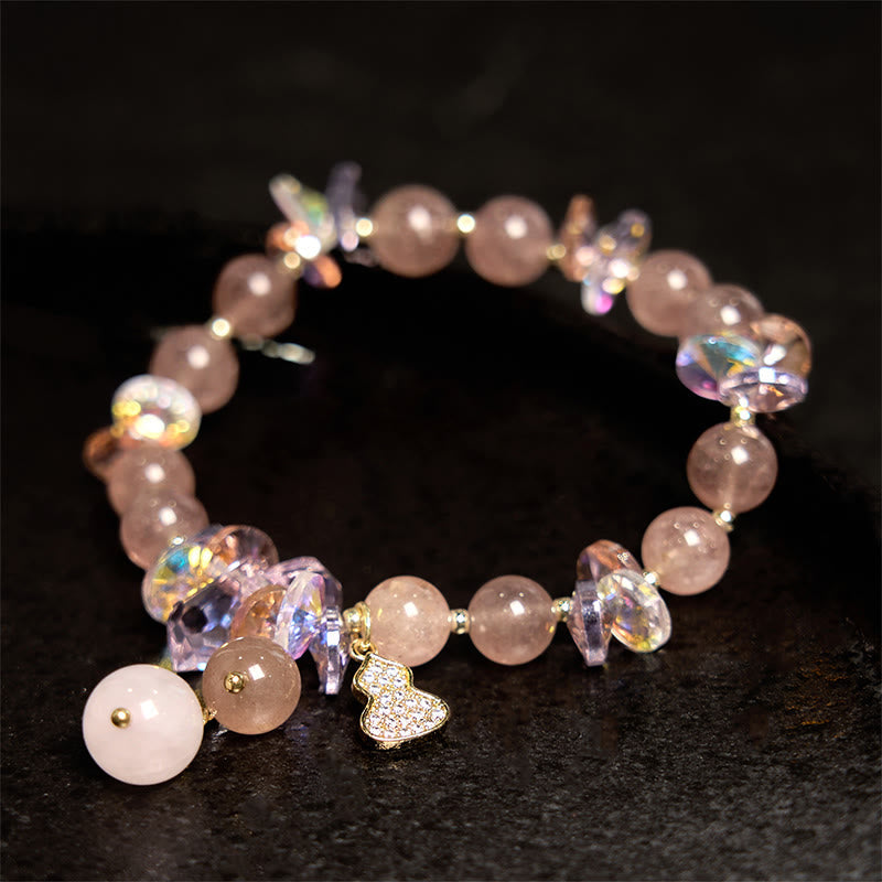 Fortune Jewel Strawberry Quartz Crystal Gourd Positive Bracelet